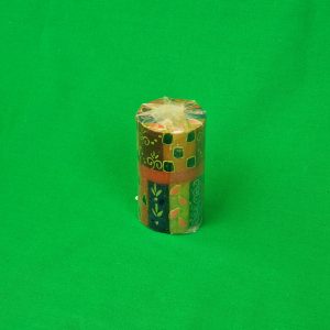 Kapula hand crafted candles: Tribal design - green-brown-blue