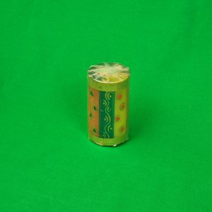 Kapula hand crafted candles: Tribal design - green-yellow-gold