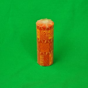 Kapula hand crafted candles: Tribal design - red-orange