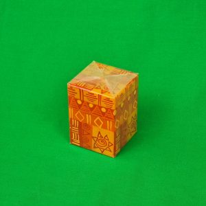 Kapula hand crafted candles: Tribal design - cube orange-red