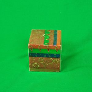 Kapula hand crafted candles: Tribal design - cube green-brown-blue