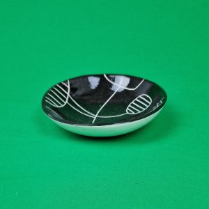 Handcrafted ceramics: small bowl - tribal design black flower