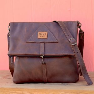 Nava Fold-Over Sling Bag Leather – Brown