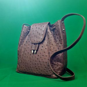 Via Veneta Ostrich Leather Handbag - brown