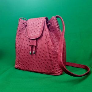 Via Veneta Ostrich Leather Handbag - cerise