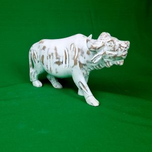 Wood carvings - Buffalo white-scuffed shabby chic style (2)