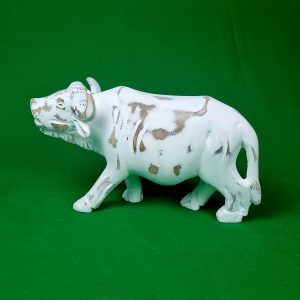 Wood carvings - Buffalo white-scuffed shabby chic style (1)