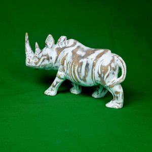 Wood carvings - Rhino white-scuffed shabby chic style