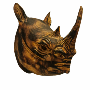 Rhino head wood carving (wall mounted)