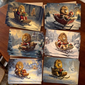 Christmas cards - lion theme