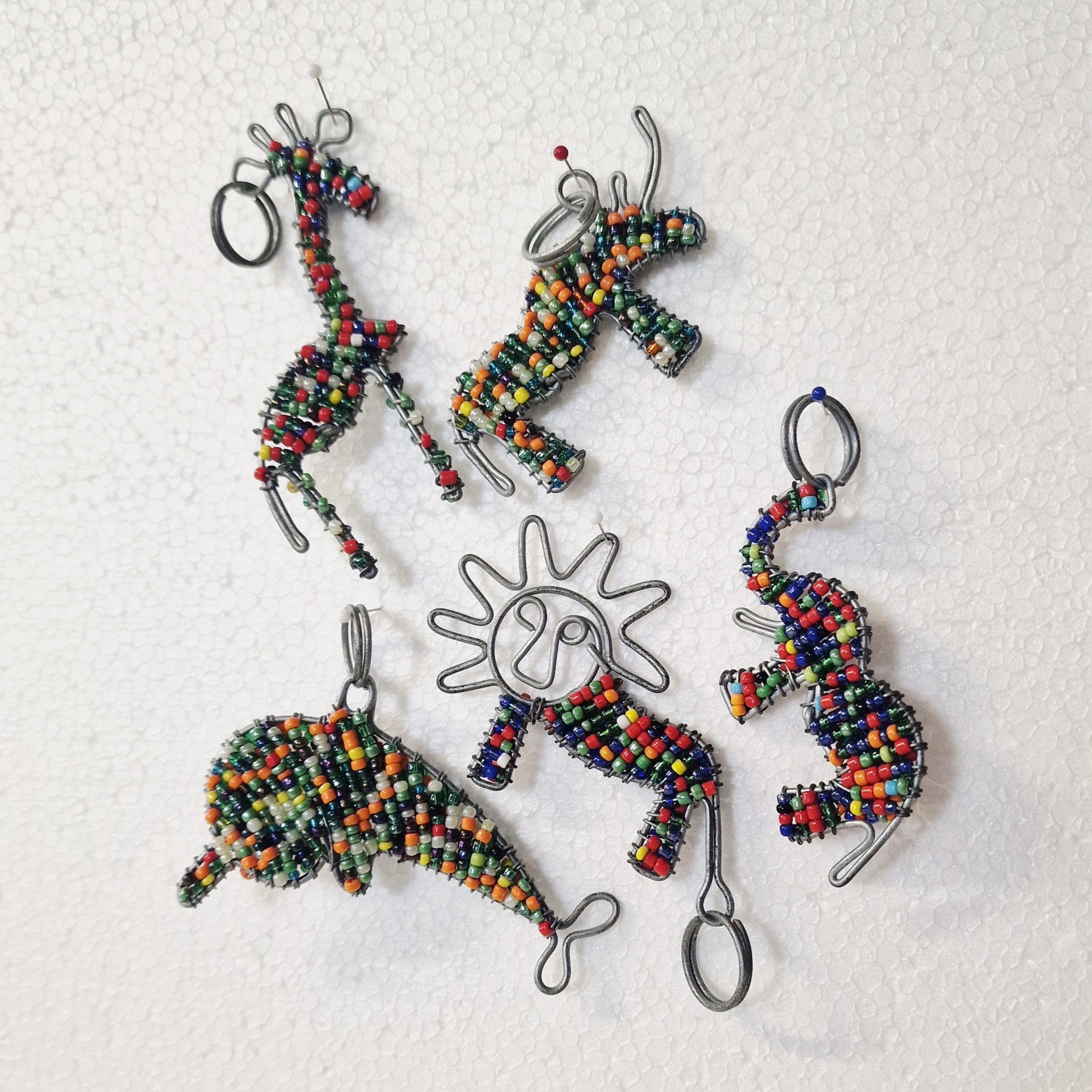 African animal beaded keyrings