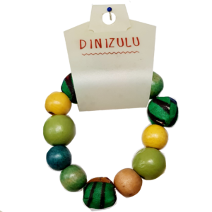 Fabric and wood bead bracelet