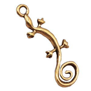 Gecko earrings - antique gold